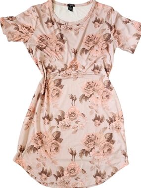 Pink Floral Velvet Dress
